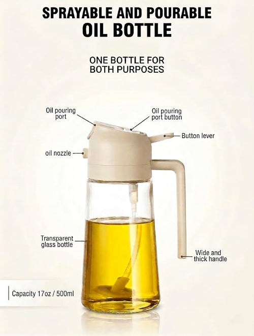 Premium 2-in-1 Glass Oil Sprayer & Dispenser Bottle – 500ml