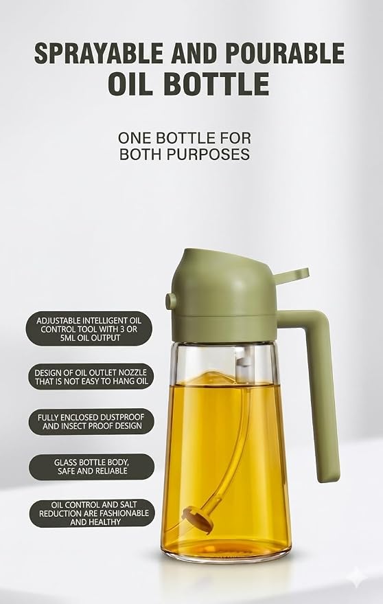 Premium 2-in-1 Glass Oil Sprayer & Dispenser Bottle – 500ml